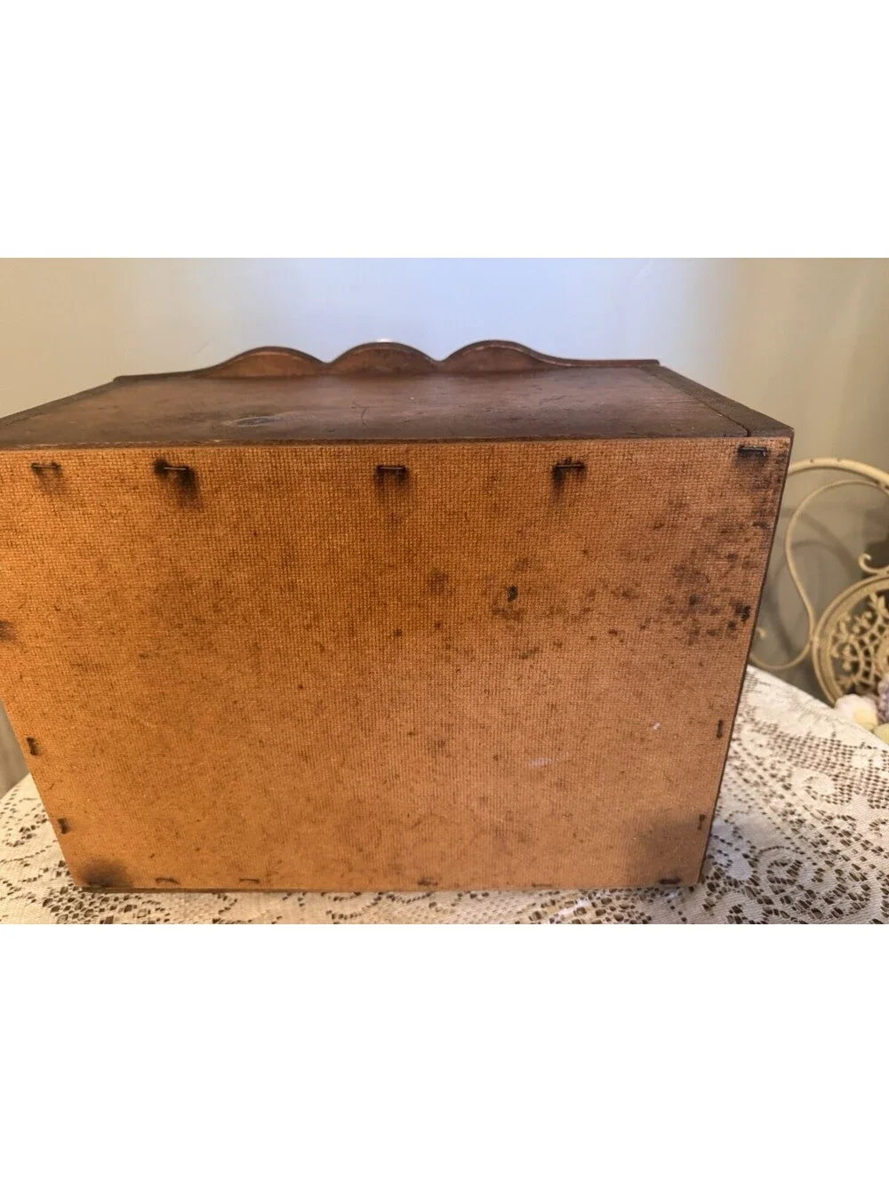 Vtg Retro Country Farmhouse Wooden Kitchen Counter Large Bread Storage Box